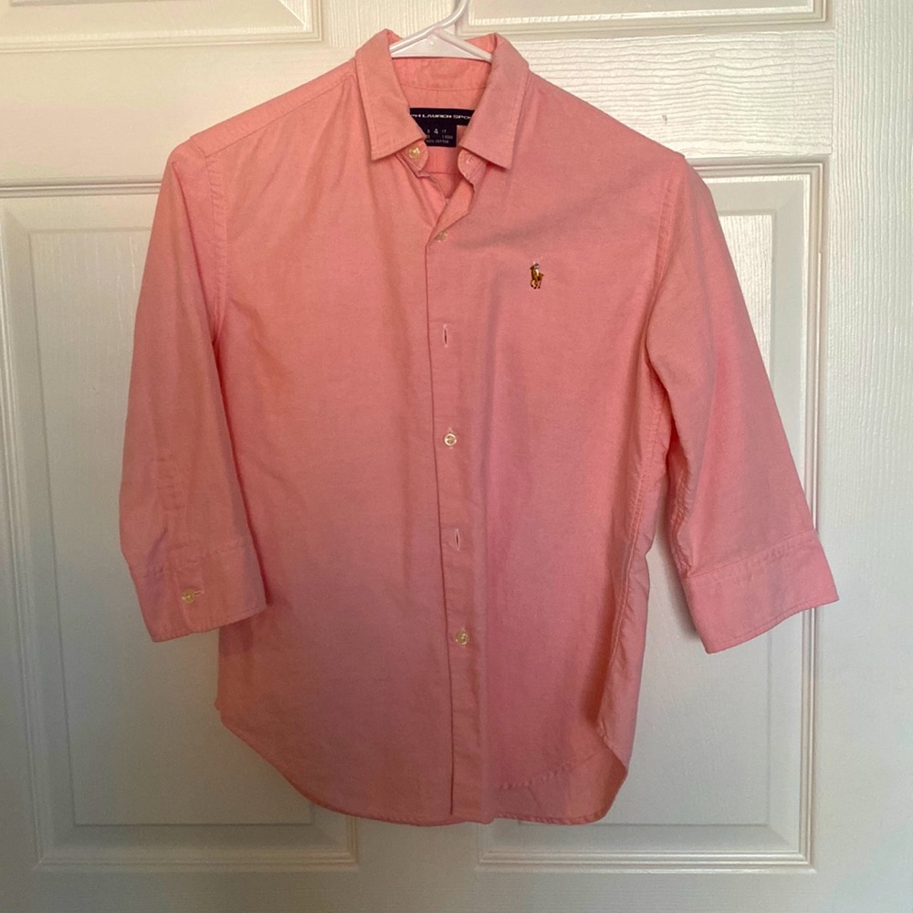 Ralph Lauren Sport Slim Fit, Pink, Size S, Size 4, Cotton, 3/4 Sleeve